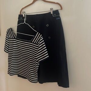 Saint James skirt and top navy and white .